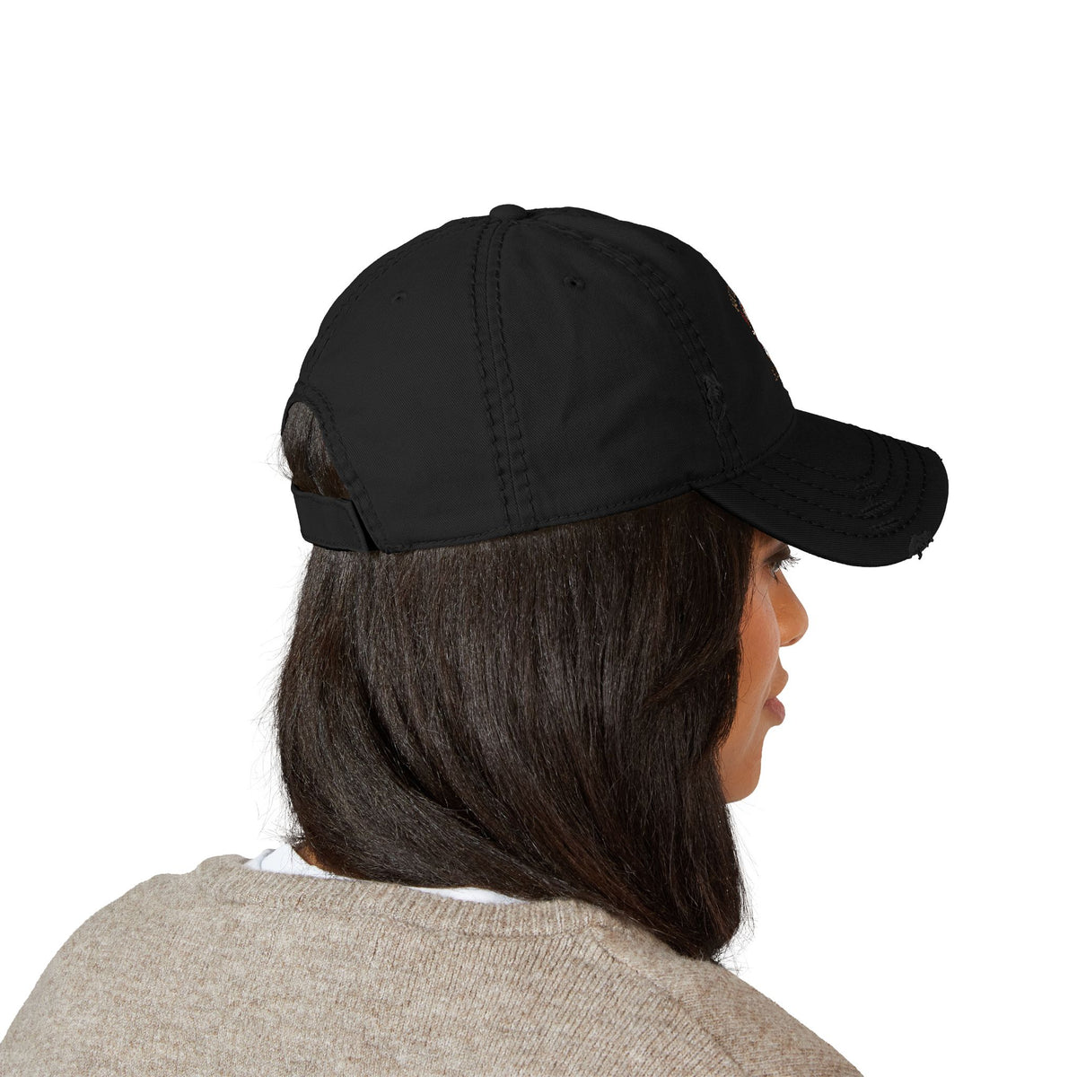 Distressed Embroidered Dad Hat - Native American Chief Design