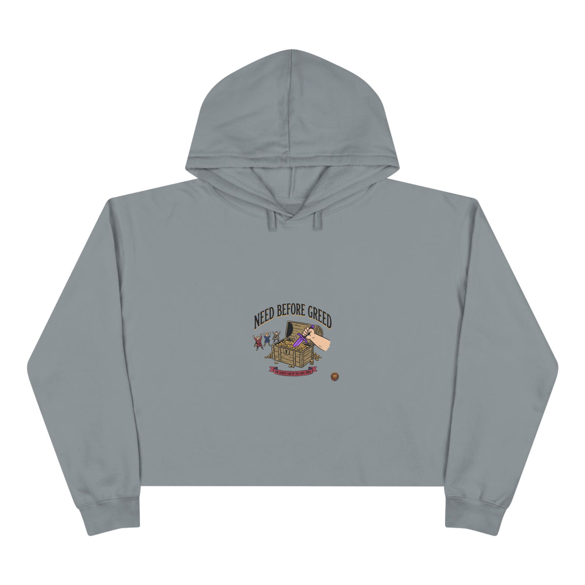 Crop Hoodie — "Need Before Greed" Cozy Graphic Crop Hoodie