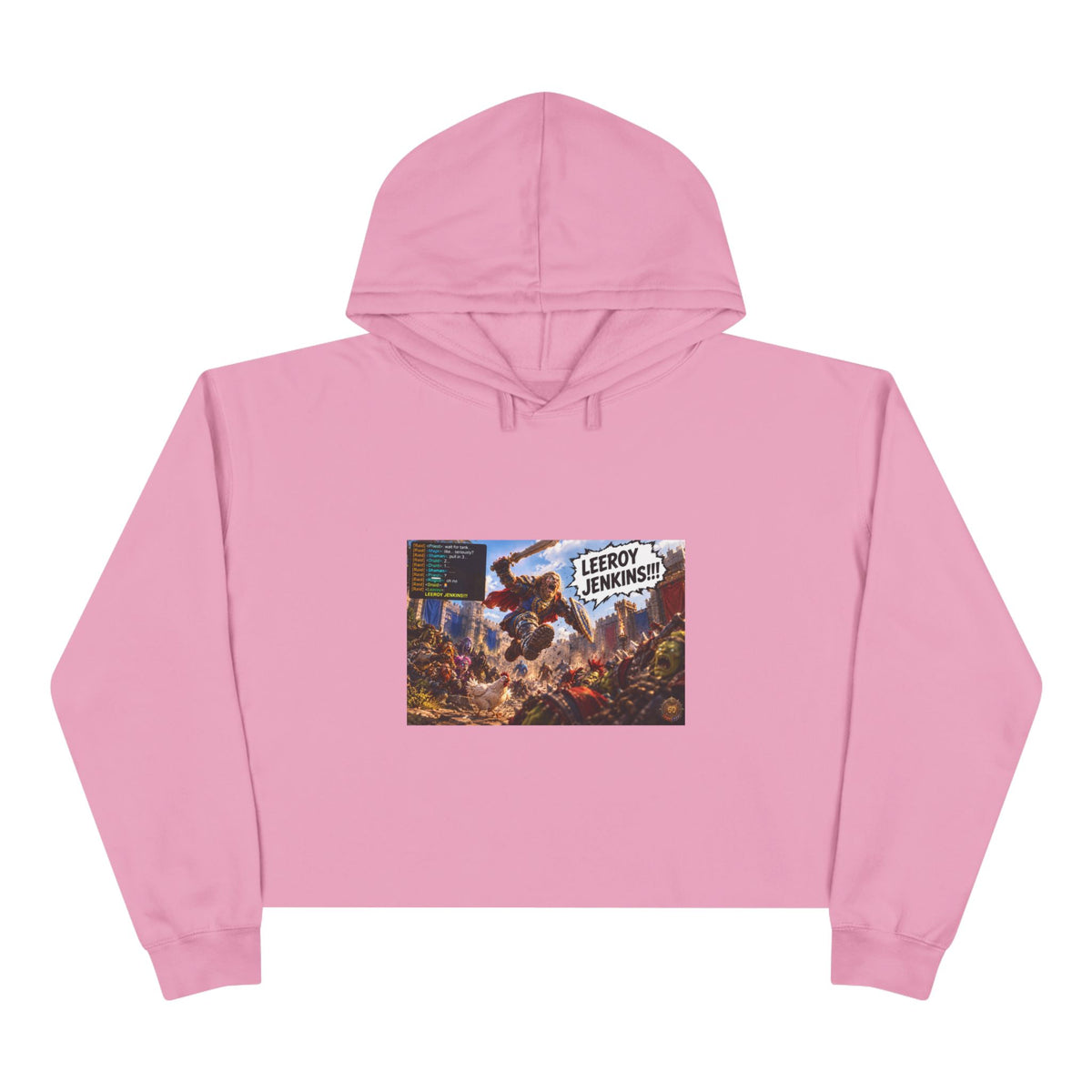 Crop Hoodie — 'Leeroy Jenkins!' Gaming Meme Cropped Hoodie