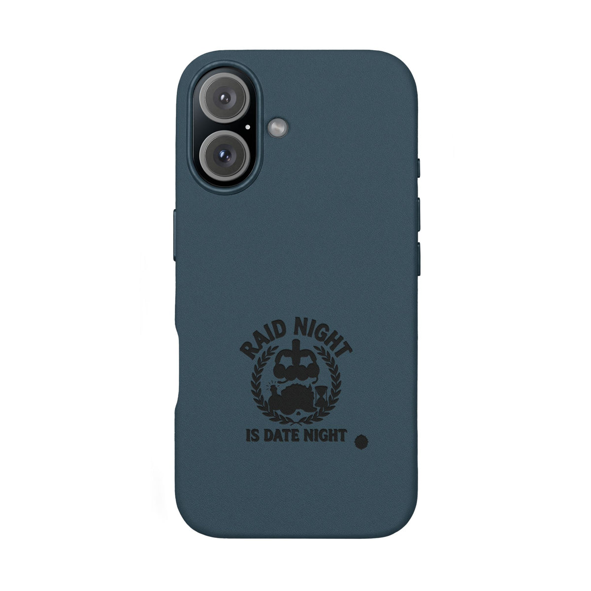 Engraved PU Leather Phone Case — 'Raid Night' Embossed Protective Cover