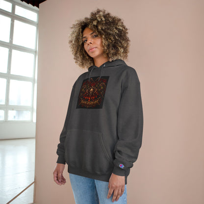 Champion Hoodie — Gothic Floral Skull Graphic Pullover