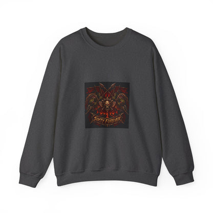 Crewneck Sweatshirt — Gothic Skull & Flames "Seven For Hell" Graphic