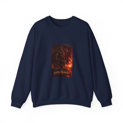Crewneck Sweatshirt — Dark Fantasy Inferno Graphic with “Stay Forever” Text