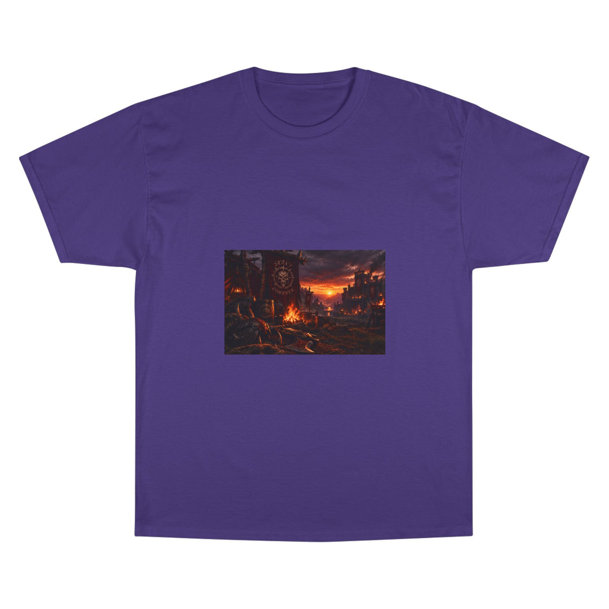 Champion T-Shirt — Dark Fantasy Volcano Landscape Graphic Tee