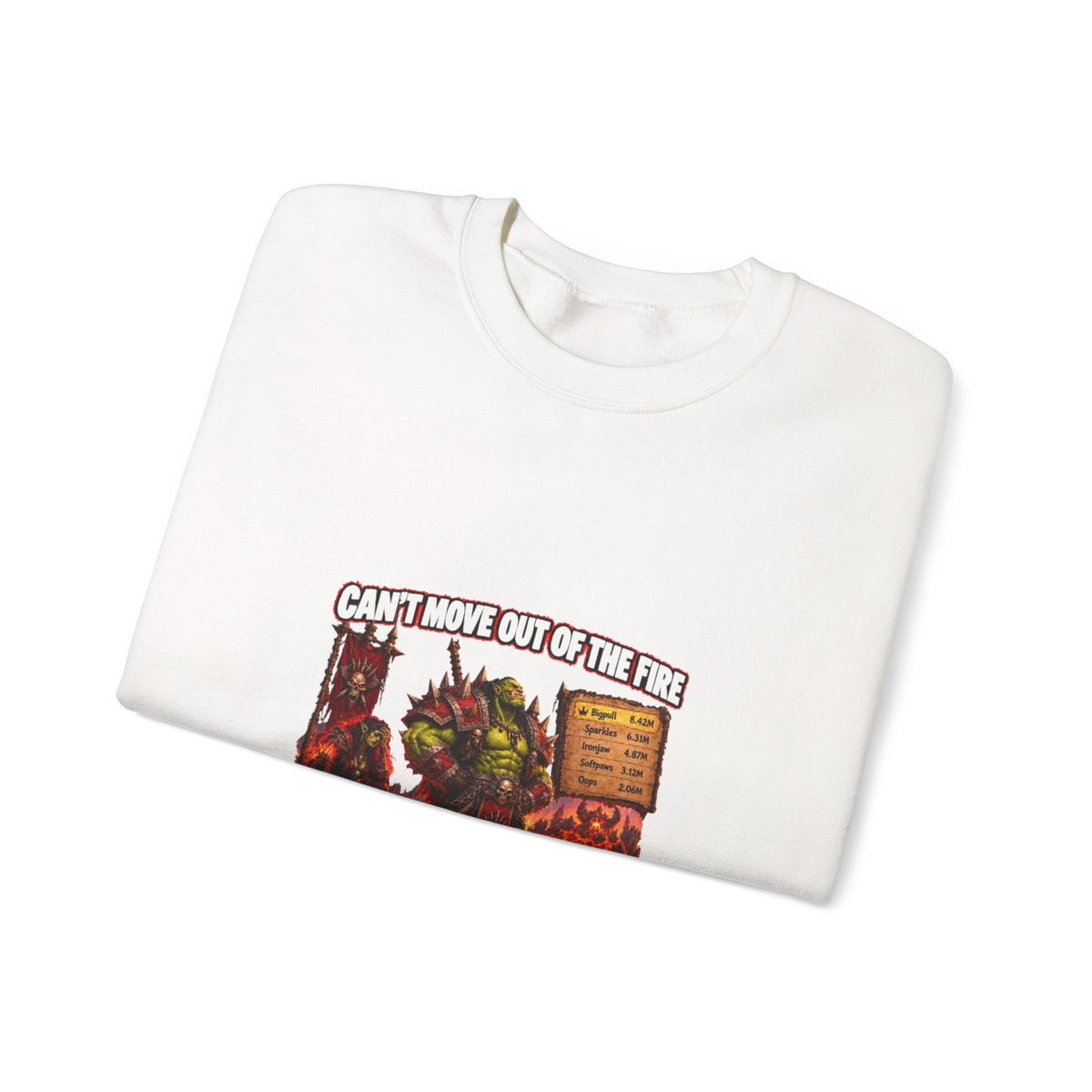 Crewneck Sweatshirt — Retro Dungeons & Dragons Goblin Art "Get Out of the Fire" RPG Gaming Tee