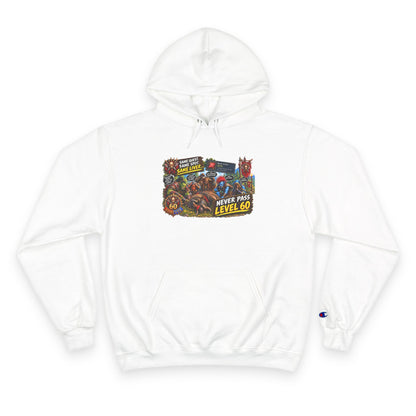 Gaming Champion Hoodie — "Never Pass Level 60" Retro RPG Graphic Hoodie