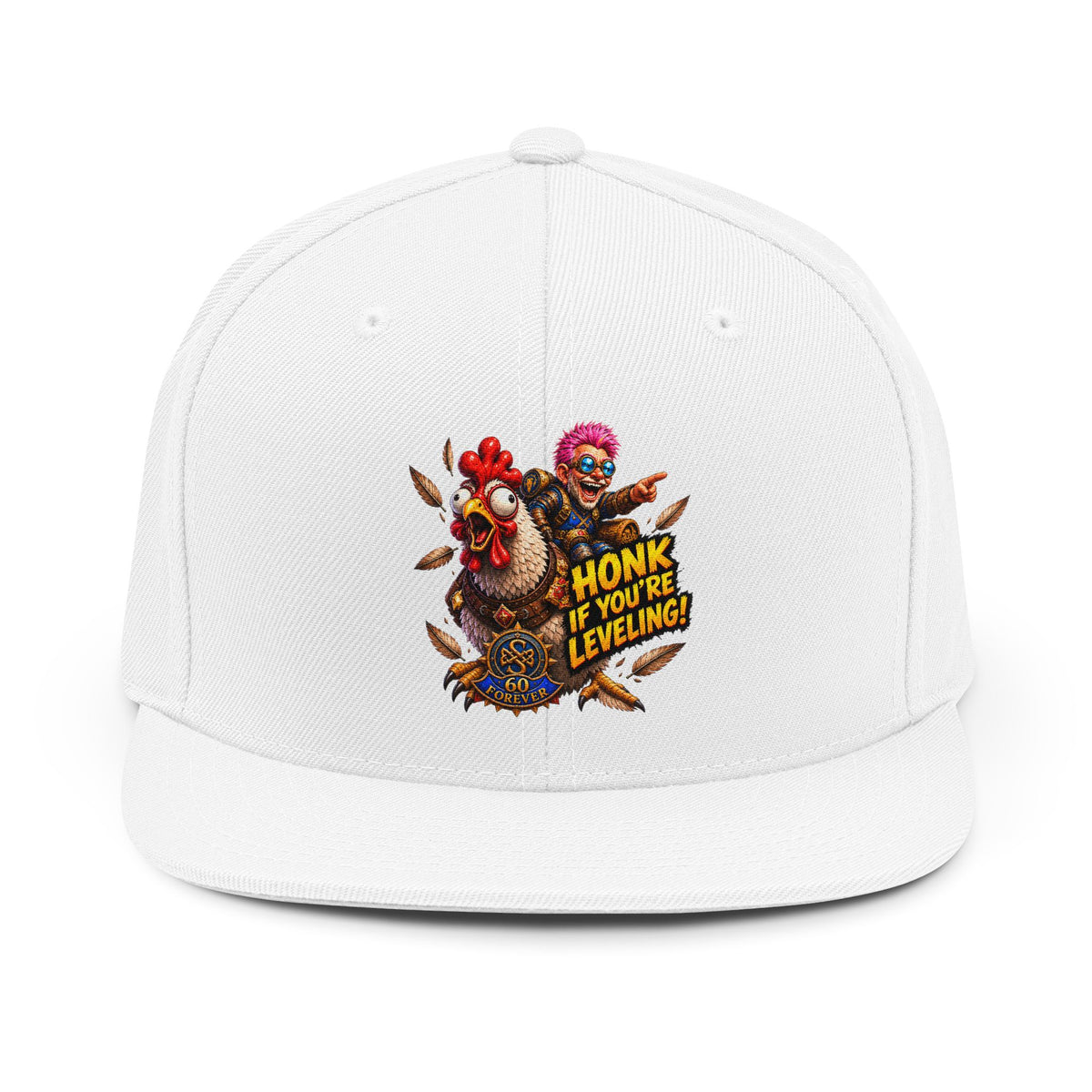 Snapback Hat — "Honk If You’re Leveling" Gamer Chicken Embroidered Cap
