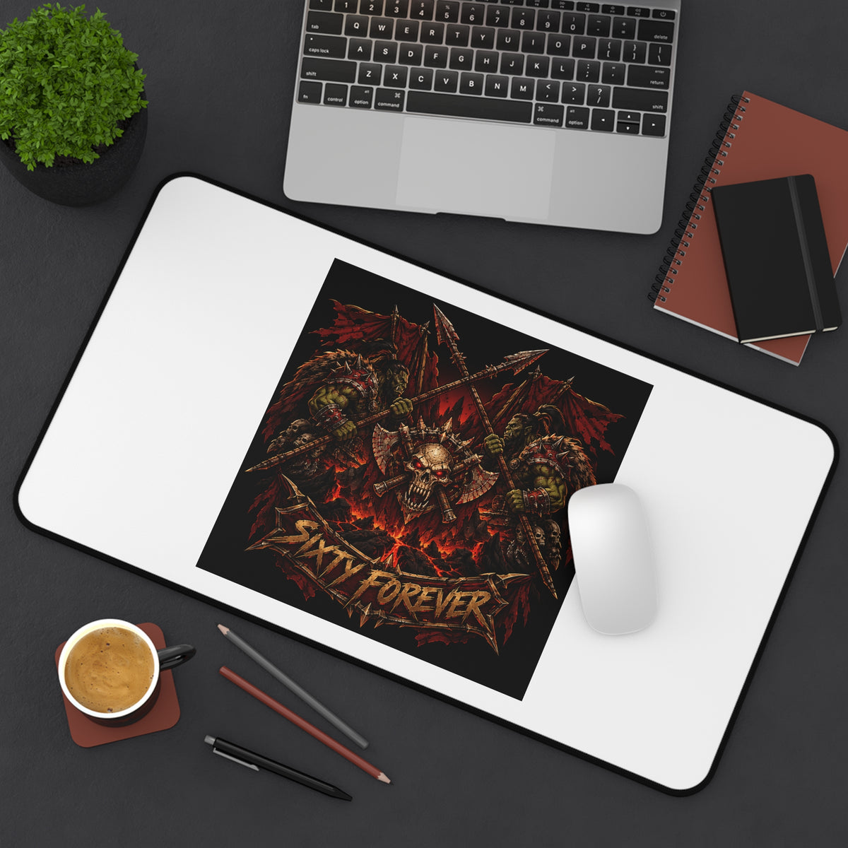 Skull Dragon Desk Mat — 'Sixty Forever' Gothic Gaming Mouse Pad