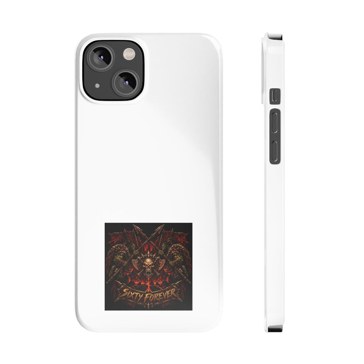 Slim Phone Case — 'Sixty Forever' Gothic Skull & Wings Design