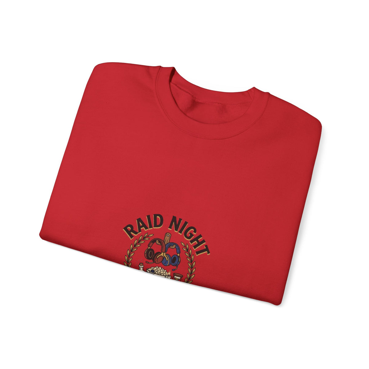 Crewneck Sweatshirt — "Raid Night Is Date Night" Vintage Crest
