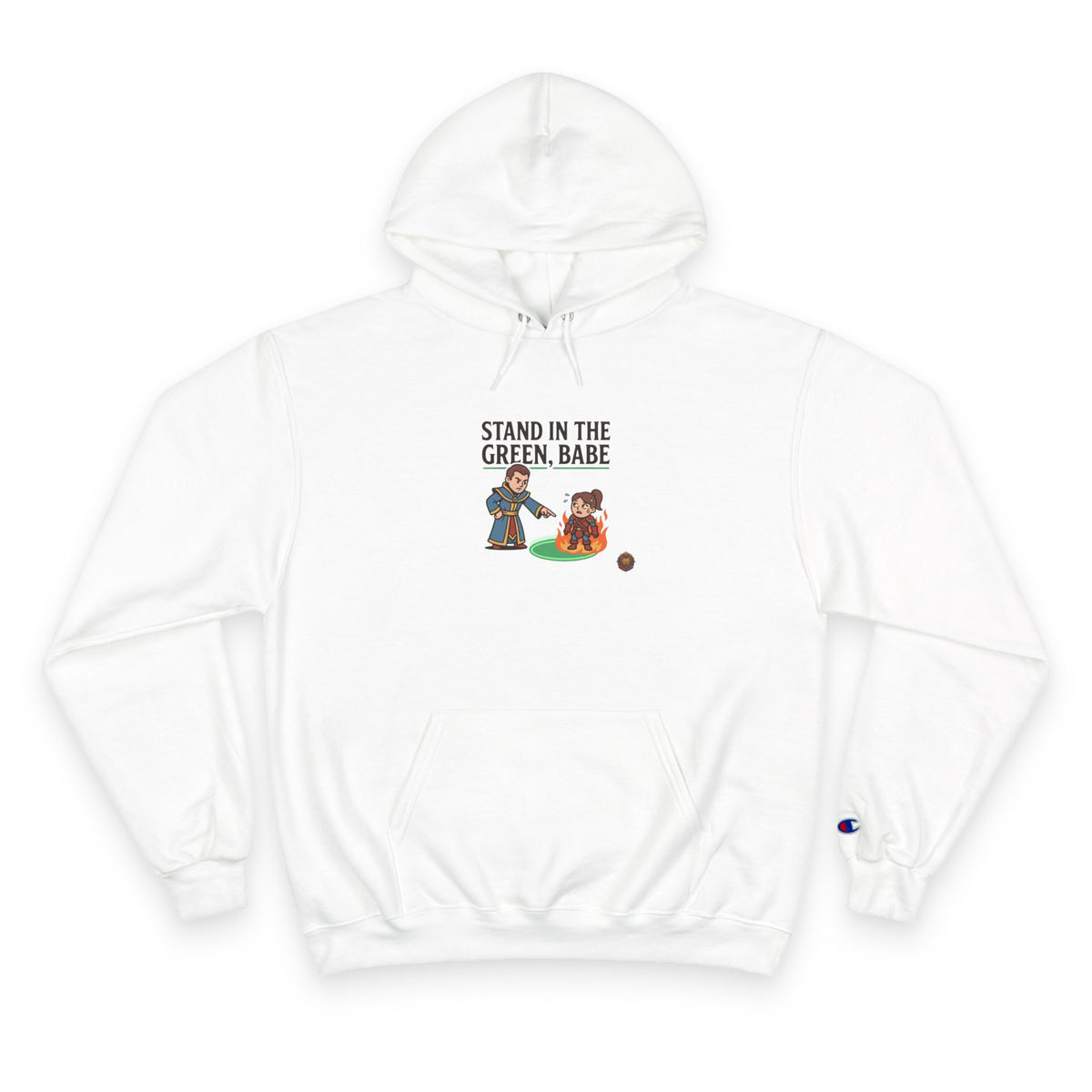 Champion Hoodie — "Stand in the Green, Babe" Golf Graphic Hoodie