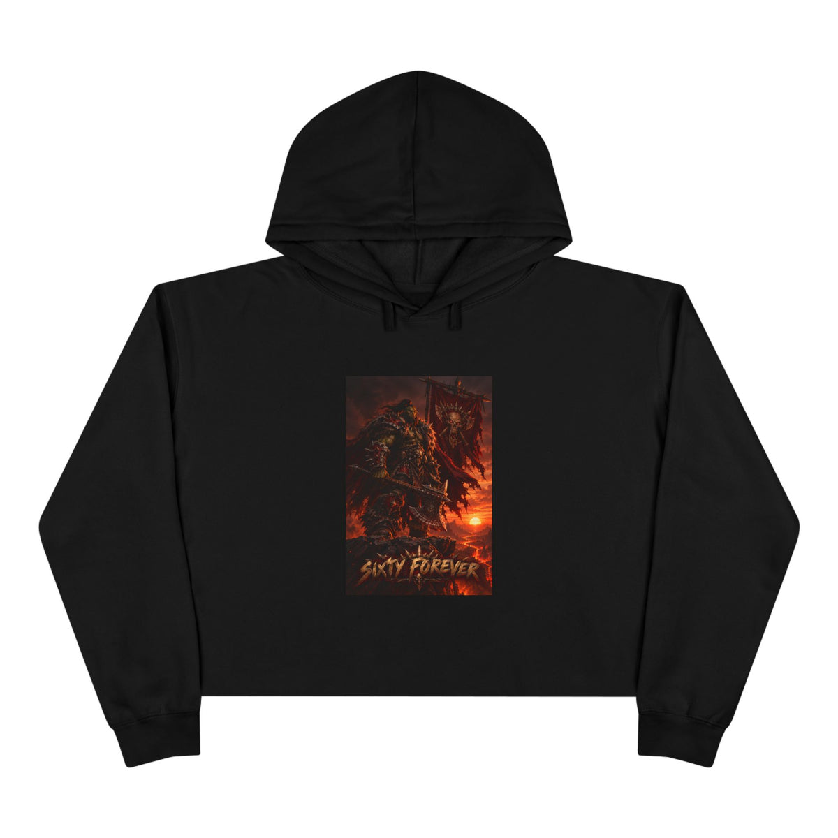 Crop Hoodie — Fiery Palm Sunset Graphic Crop Hoodie