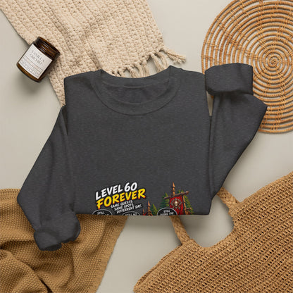 Crewneck Sweatshirt — "Level 60 Forever" Gamer Campfire Design