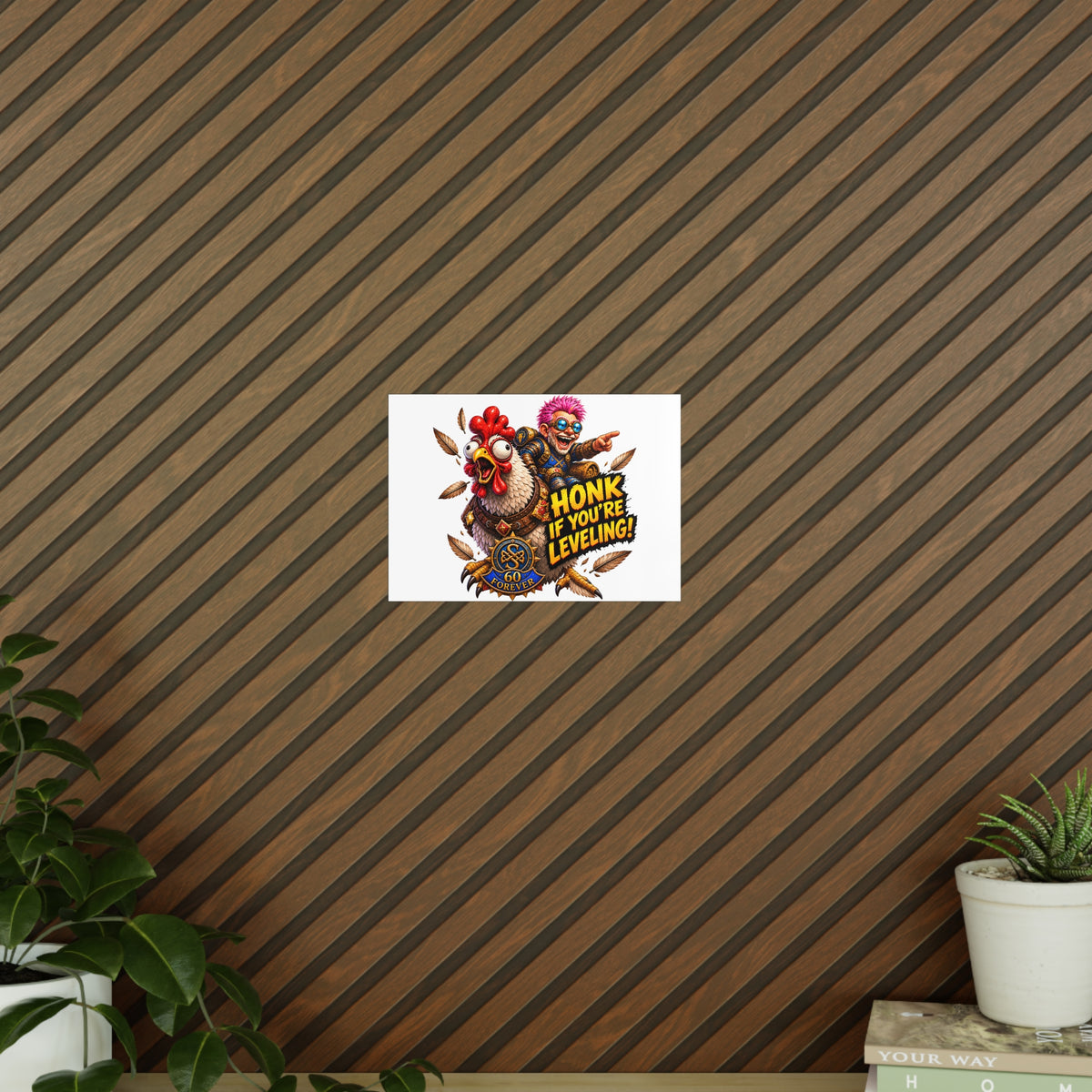Honk If You're Leveling! Photopaper Poster – Gamer Chicken Art Print
