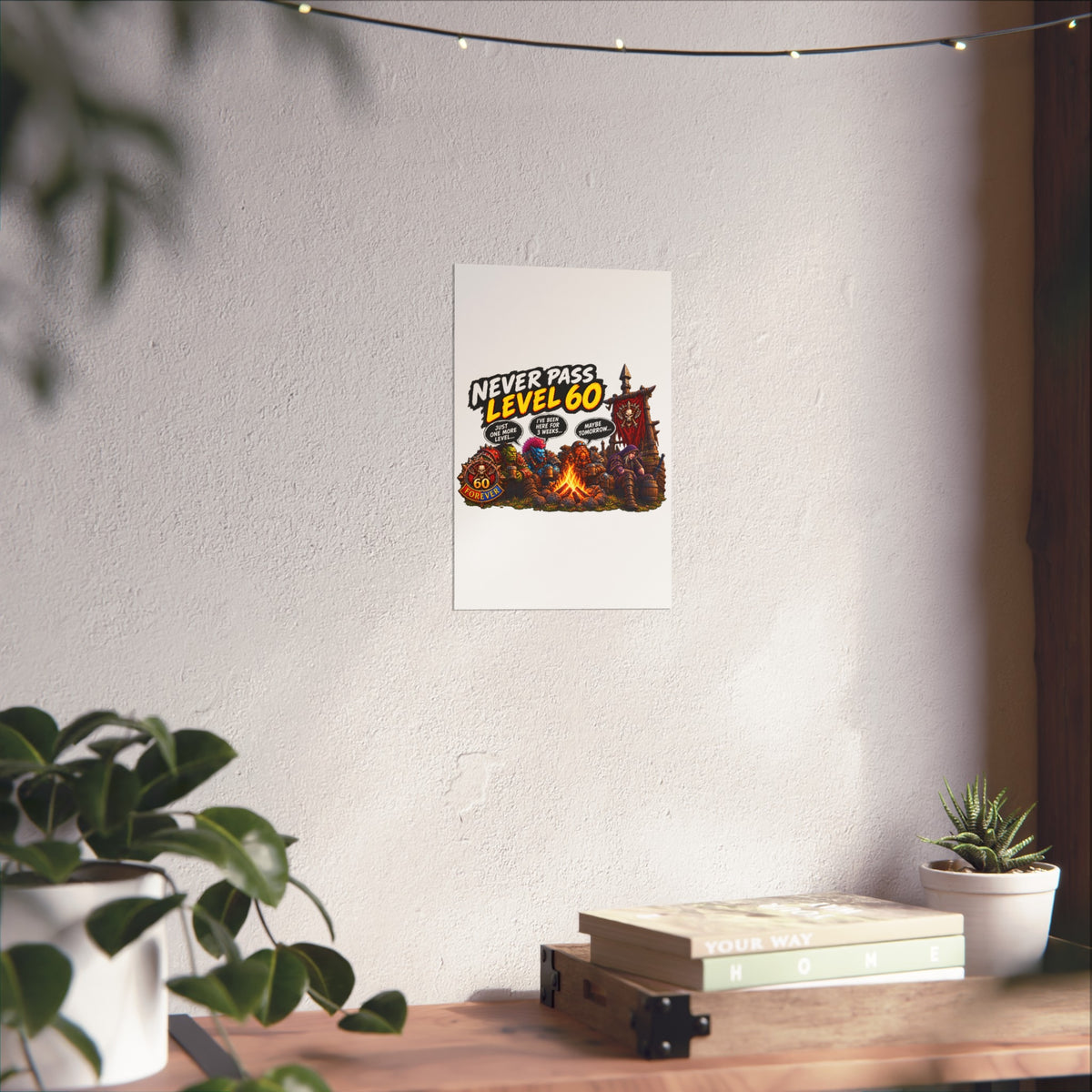 Never Pass Level 60 Fine Art Poster – Funny Gamer 60th Birthday Wall Art