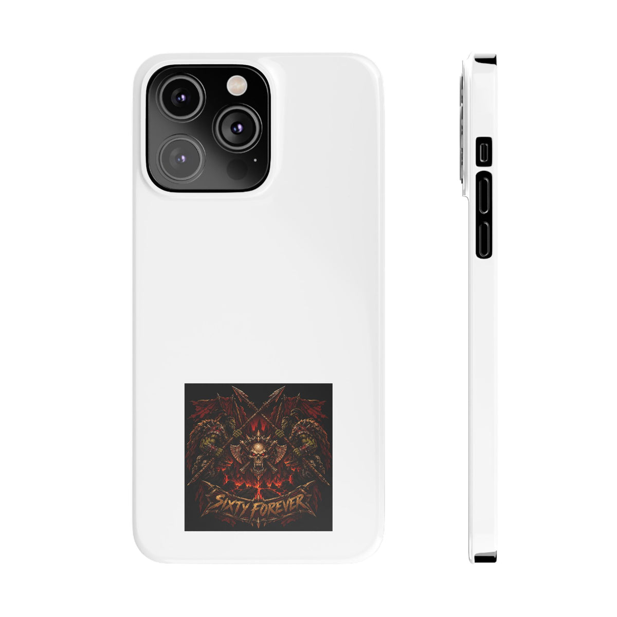 Slim Phone Case — 'Sixty Forever' Gothic Skull & Wings Design
