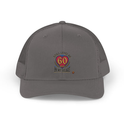 60th Birthday Trucker Hat - "Still Level 60 In My Heart" Retro Mesh Cap