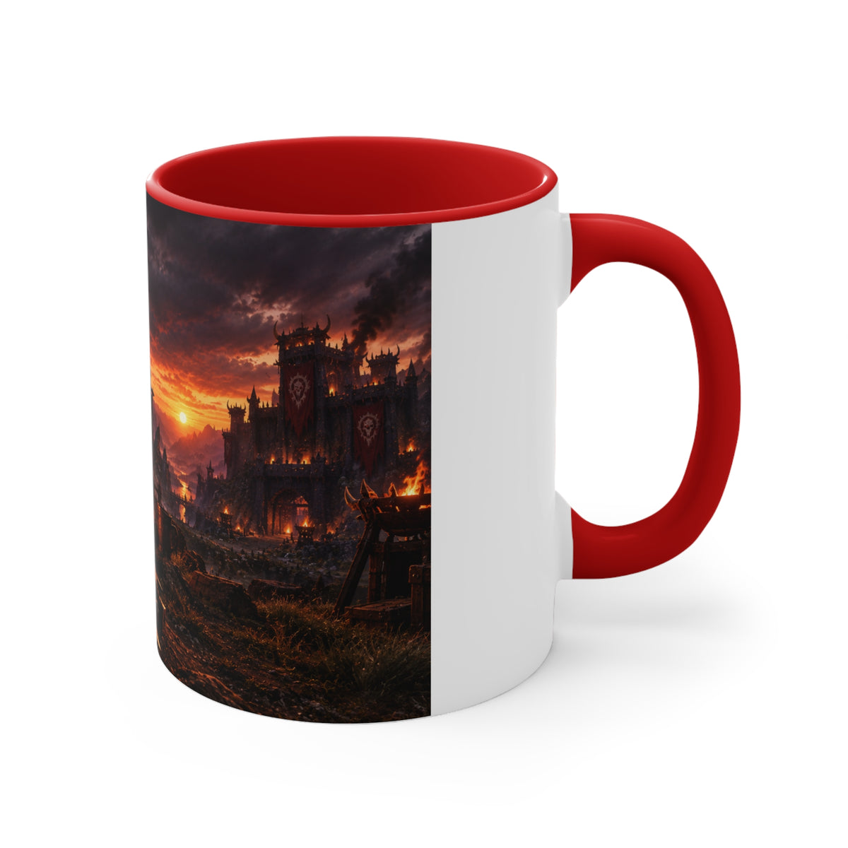 Viking Warcamp Accent Mug — Norse Battle Scene Coffee Cup