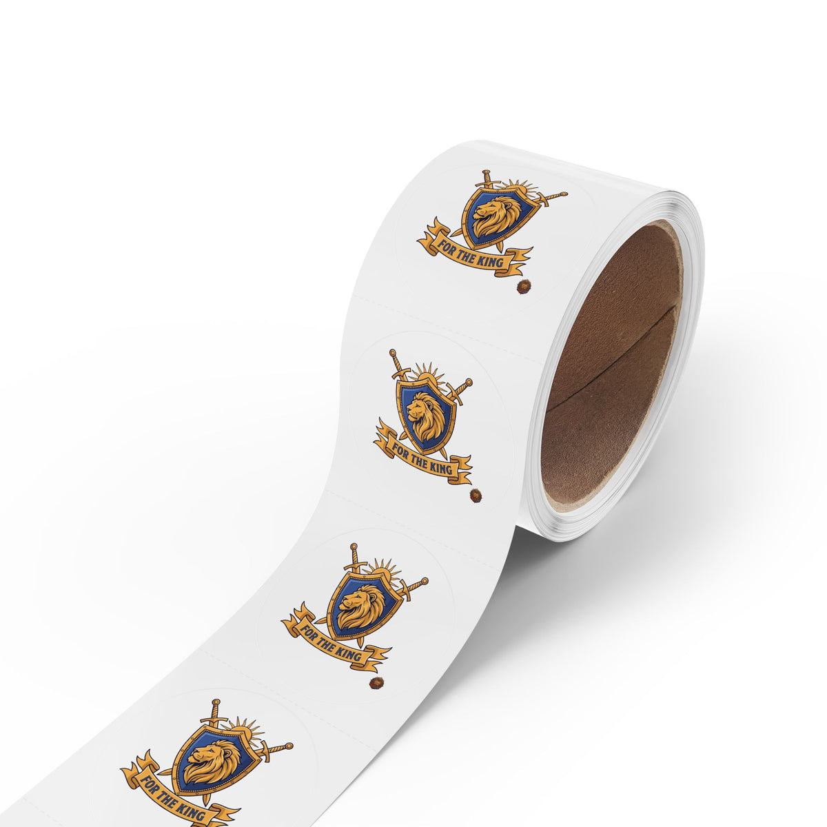 Round Sticker Roll — 'For The King' Lion Crest Label