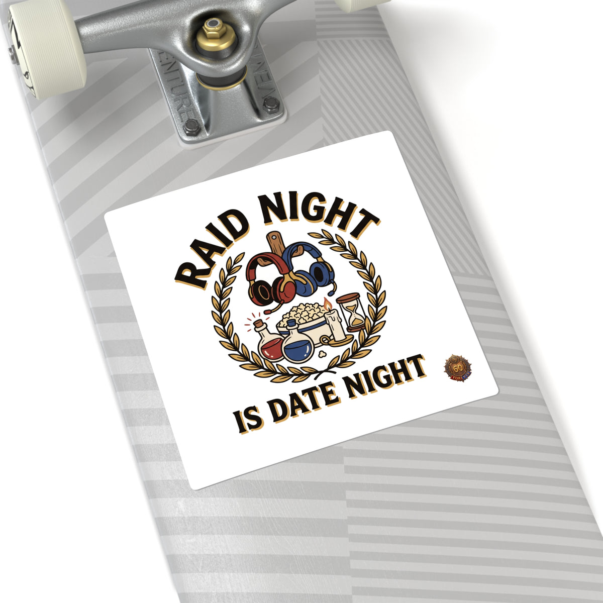 Square Sticker — "Raid Night Is Date Night" Gaming Couple Sticker