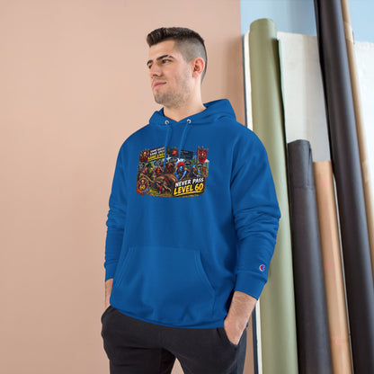 Gaming Champion Hoodie — "Never Pass Level 60" Retro RPG Graphic Hoodie