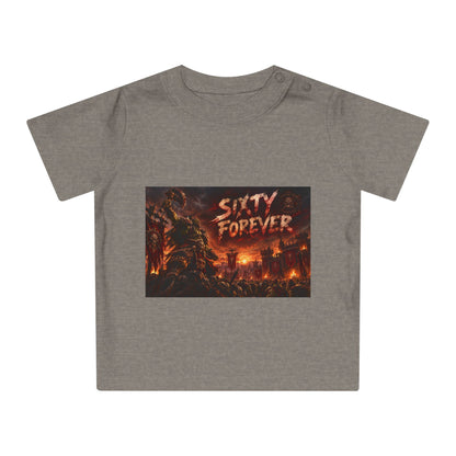 Baby Tee — "Sixty Forever" Fiery Monster Graphic