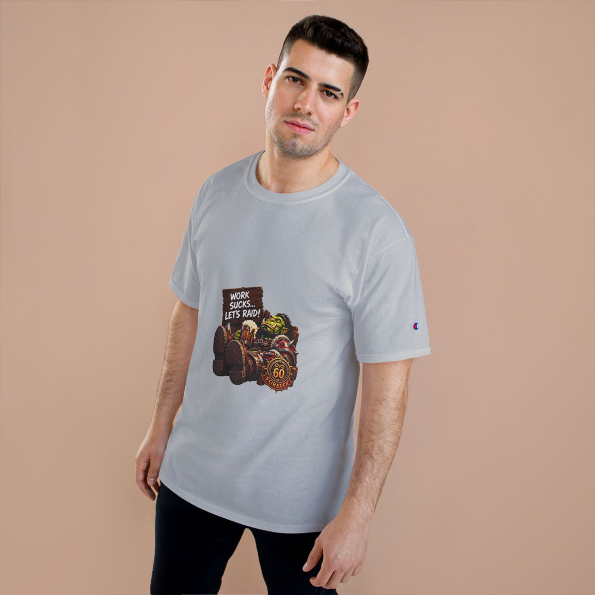Gaming Champion T-Shirt — "Work Sucks... Let's Raid!" Funny MMO Raid Shirt