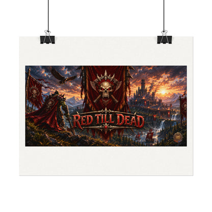 Red Till Dead Gothic Skull Poster — Textured Watercolor Matte Print