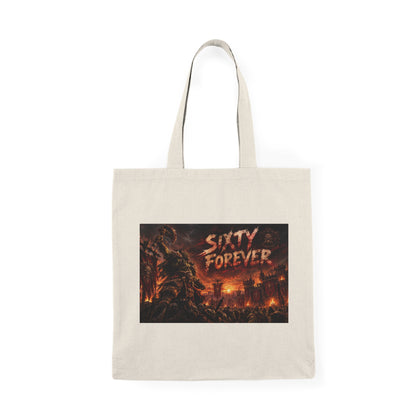 Tote Bag — 'Sixty Forever' Apocalyptic Skull Graphic Tote