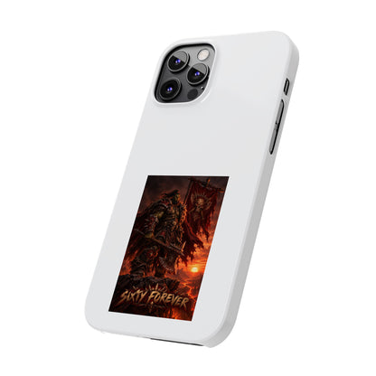Slim Phone Case — Dark Viking Warrior 'Sixty Forever' Graphic