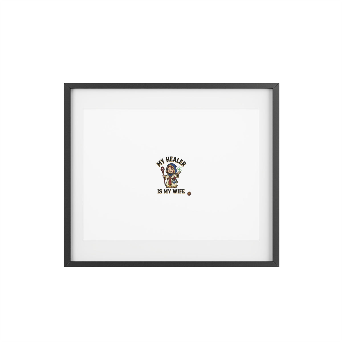 Framed Poster — “My Healer Is My Wife” Vintage Nurse Dog Illustration, Matte Wall Art