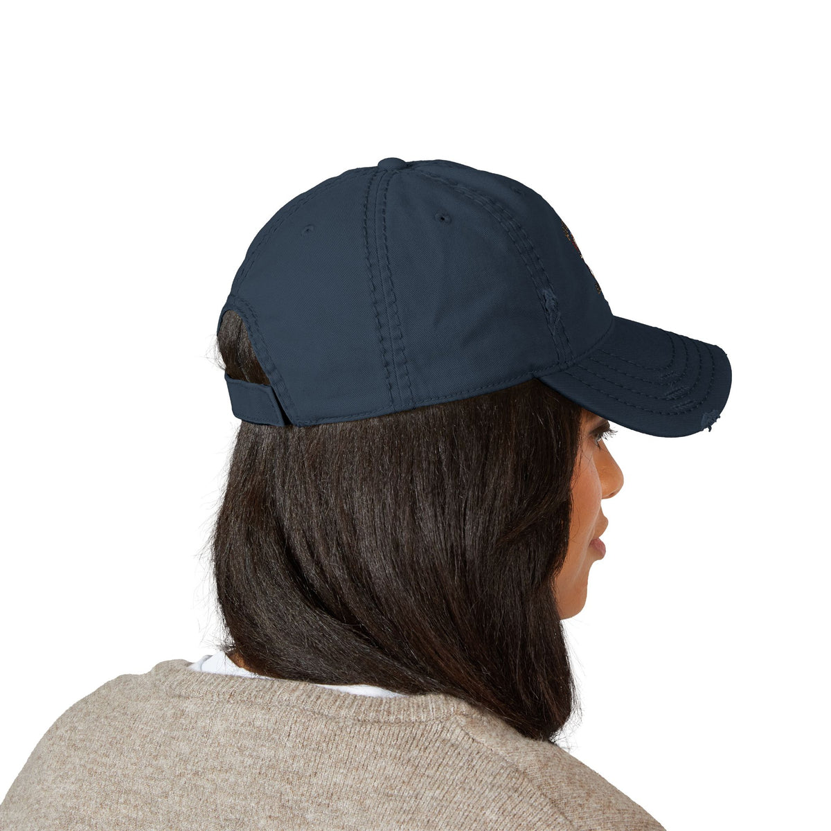 Distressed Embroidered Dad Hat - Native American Chief Design