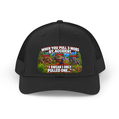 Trucker Hat — Retro Fishing Design: “When You Pull 3 Mobs By Accident I Swear I Only Pulled One”