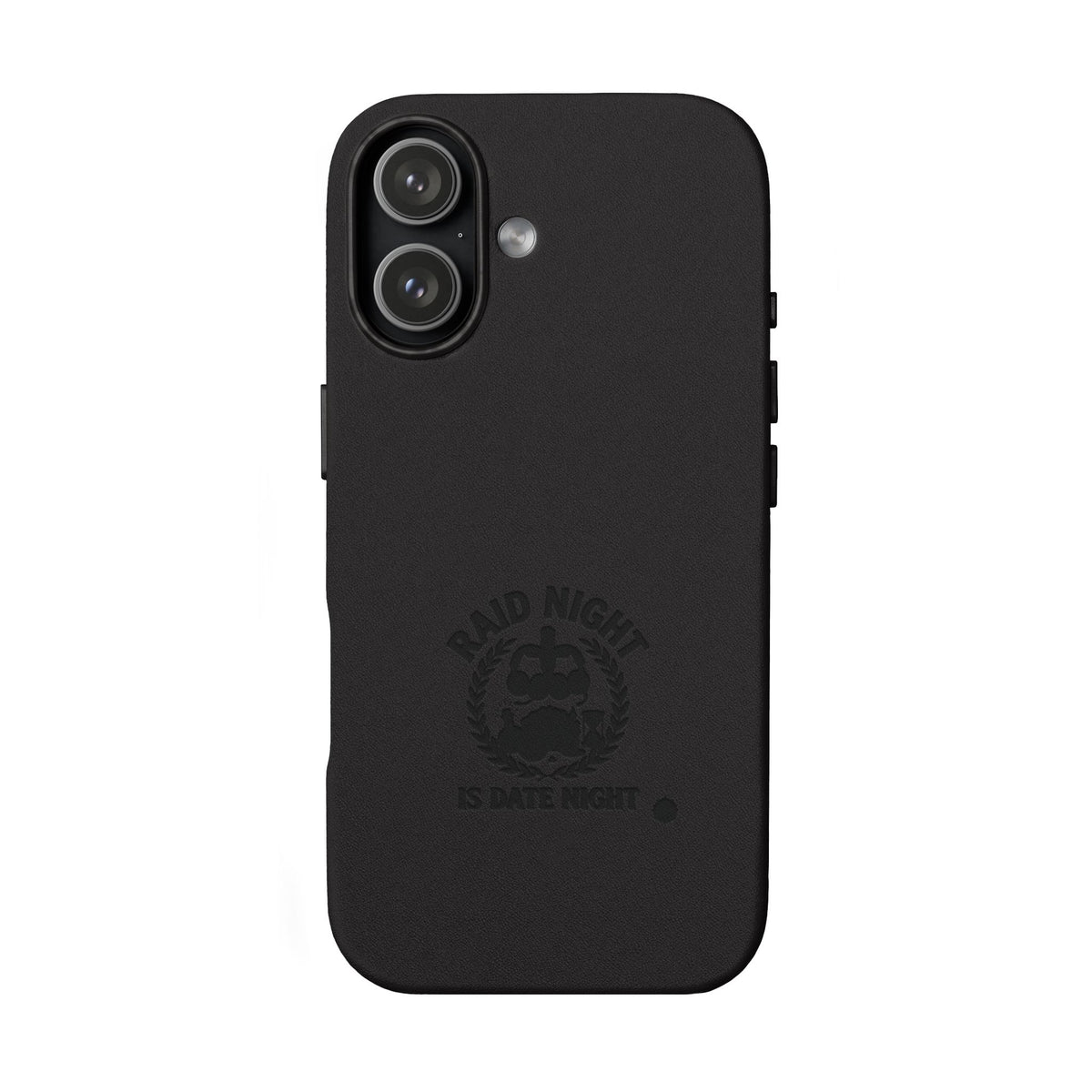 Engraved PU Leather Phone Case — 'Raid Night' Embossed Protective Cover