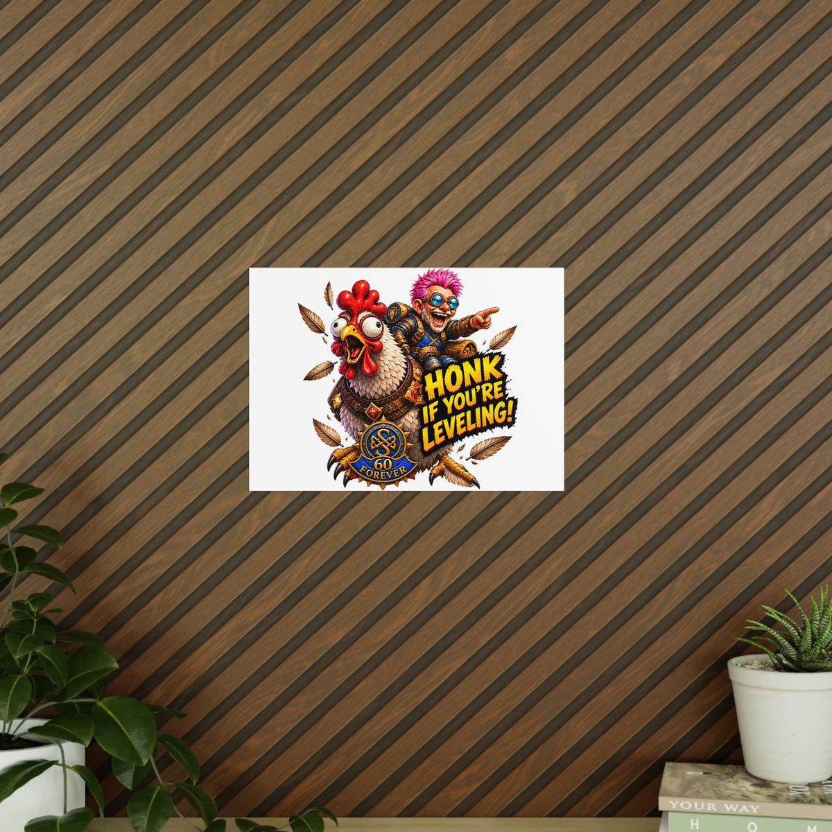 Honk If You're Leveling! Photopaper Poster – Gamer Chicken Art Print