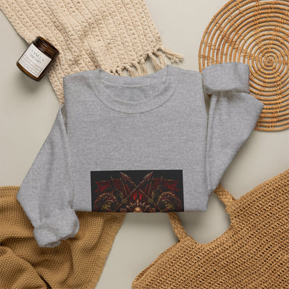 Crewneck Sweatshirt — Gothic Skull & Flames "Seven For Hell" Graphic