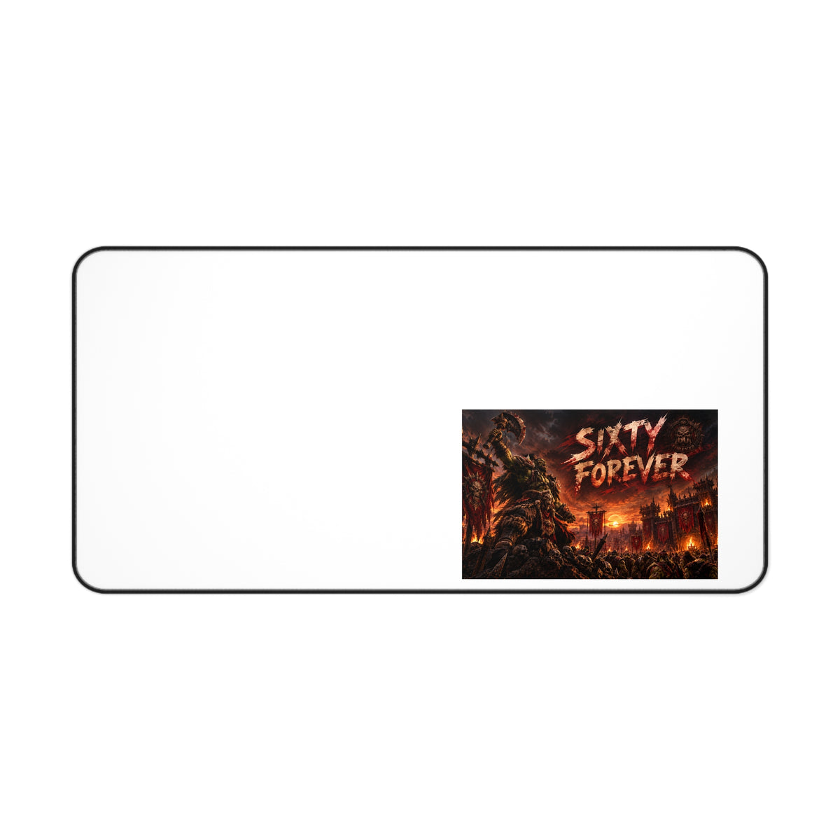 Sixty Forever Apocalypse Desk Mat — Large Gaming Mouse Pad with Fiery Horror Artwork