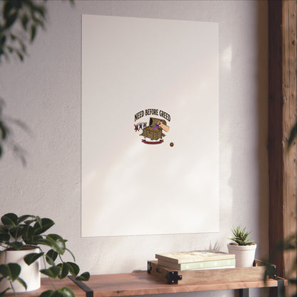 Need Before Greed Fine Art Poster — Vintage Chest Illustration, Inspirational Wall Art