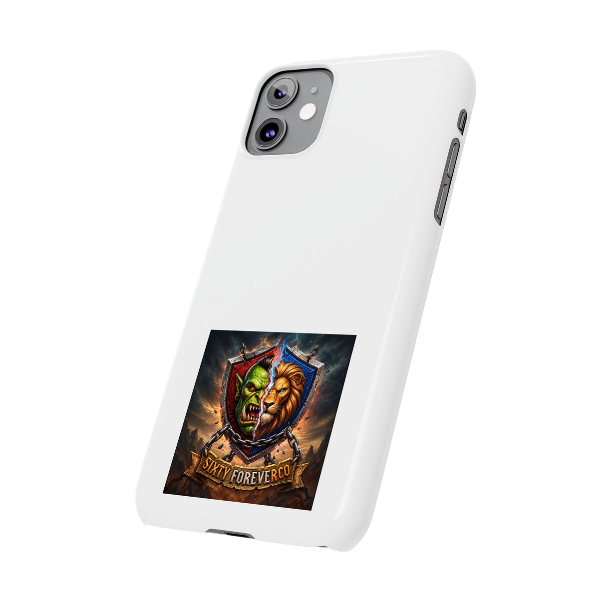 Slim Phone Case — Fantasy Shield Orc & Lion Crest "Sixty Forever"