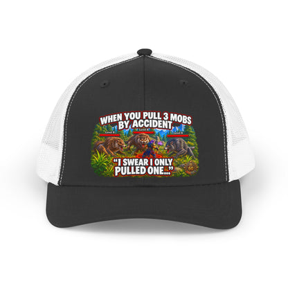 Trucker Hat — Retro Fishing Design: “When You Pull 3 Mobs By Accident I Swear I Only Pulled One”