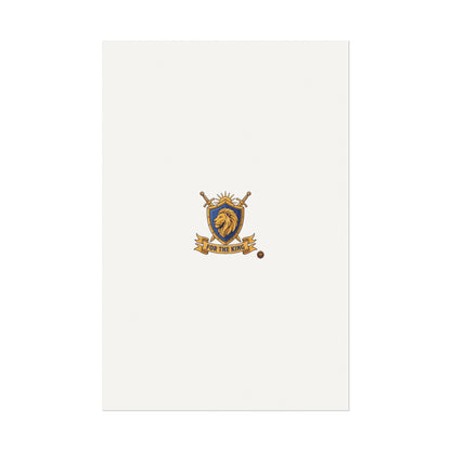 Lion Crest Watercolor Poster — 'Bow to the King' Matte Art Print