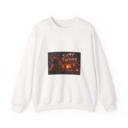 Sixty Forever Crewneck Sweatshirt — Gothic Fire Graphic Sweatshirt