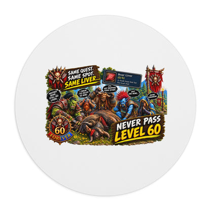 Never Pass Level 60 Gaming Mouse Pad — Retro MMO Grind Design