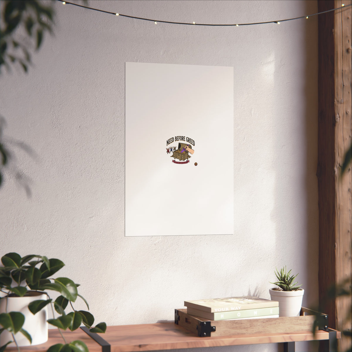Need Before Greed Fine Art Poster — Vintage Chest Illustration, Inspirational Wall Art