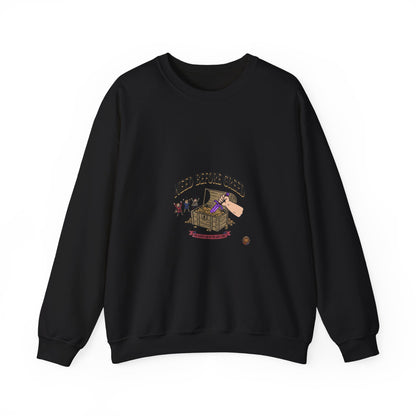 Crewneck Sweatshirt — "Need Before Greed" Chest Graphic (Sustainable Giving Vibe)