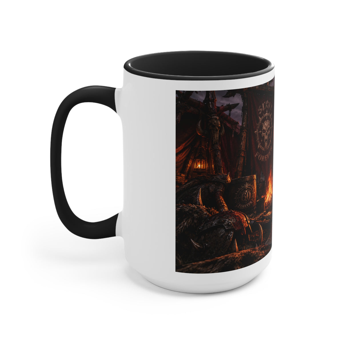 Viking Warcamp Accent Mug — Norse Battle Scene Coffee Cup