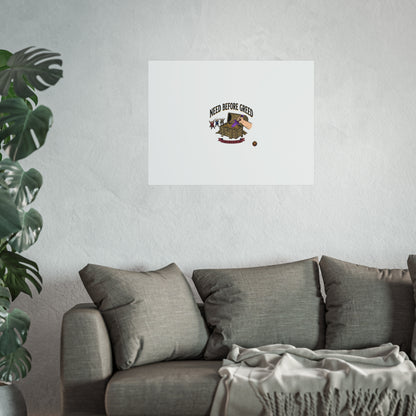 Need Before Greed Fine Art Poster — Vintage Chest Illustration, Inspirational Wall Art
