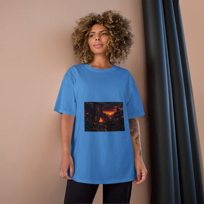 Champion T-Shirt — Dark Fantasy Volcano Landscape Graphic Tee