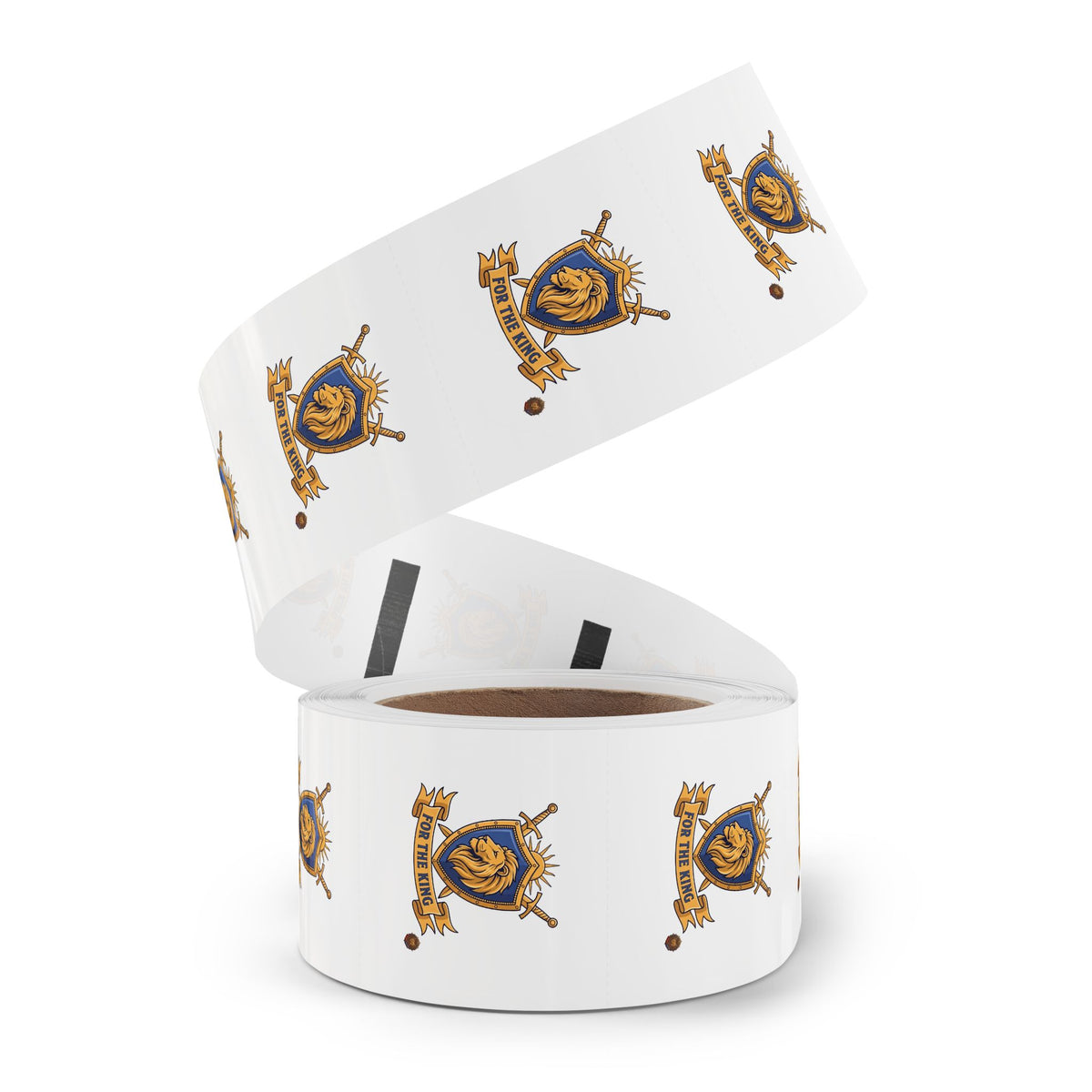 Round Sticker Roll — 'For The King' Lion Crest Label