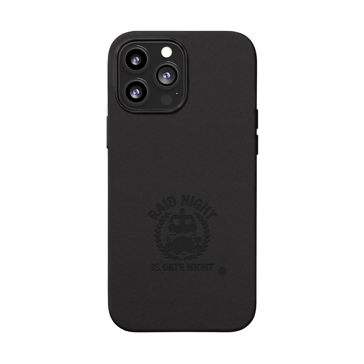 Engraved PU Leather Phone Case — 'Raid Night' Embossed Protective Cover